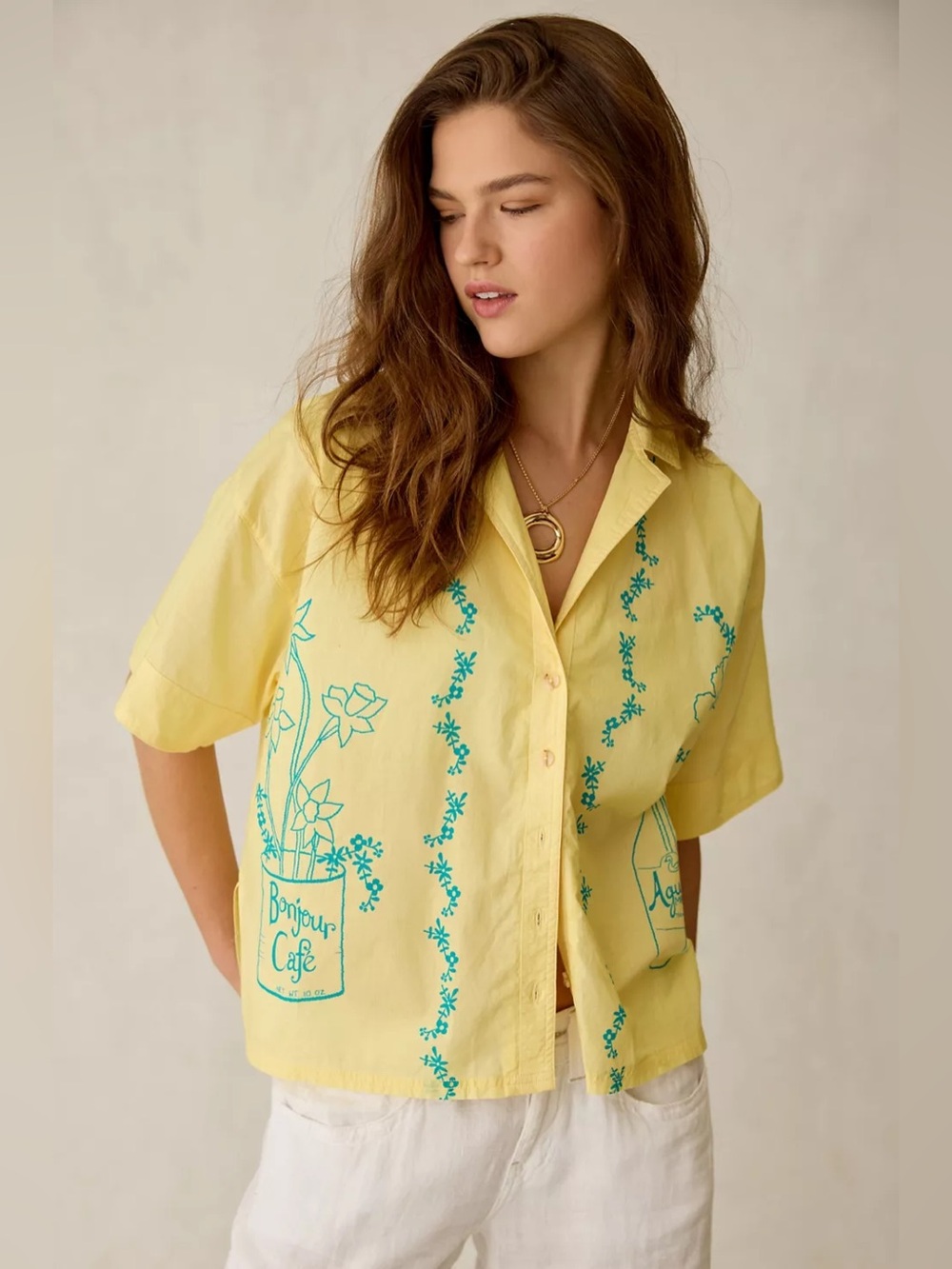 UO BDG Keepsake Souvenir Graphic Short Sleeve Button-Up Shirt